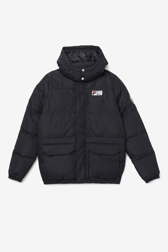 Fila Otler Puffer Black Jacket Mens - NZ 75304-OSGU